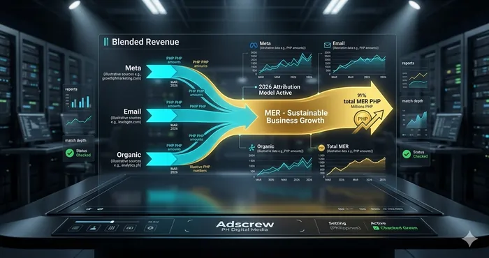 Cinematic holographic blueprint of a Meta Ads KPI Alignment Strategy
