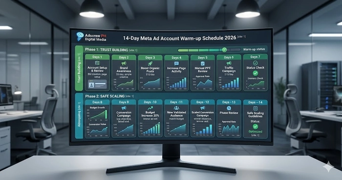 Meta ad account warm up schedule 2026