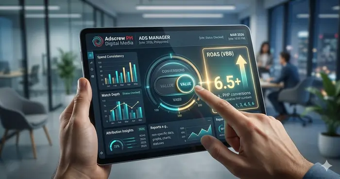 Digital dashboard showing the activation of Meta Ads value-based optimization to increase average order value.