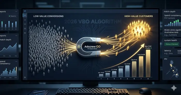 Infographic comparing standard conversion volume vs Meta value optimization strategy for high-ticket e-commerce scaling.