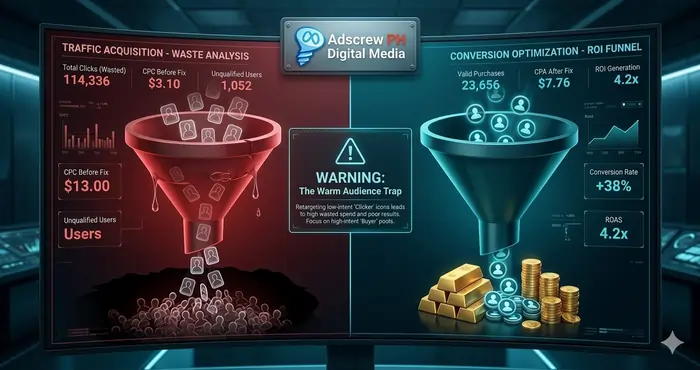 Cinematic 3D comparison of the Traffic vs Conversion Campaigns Meta Ads